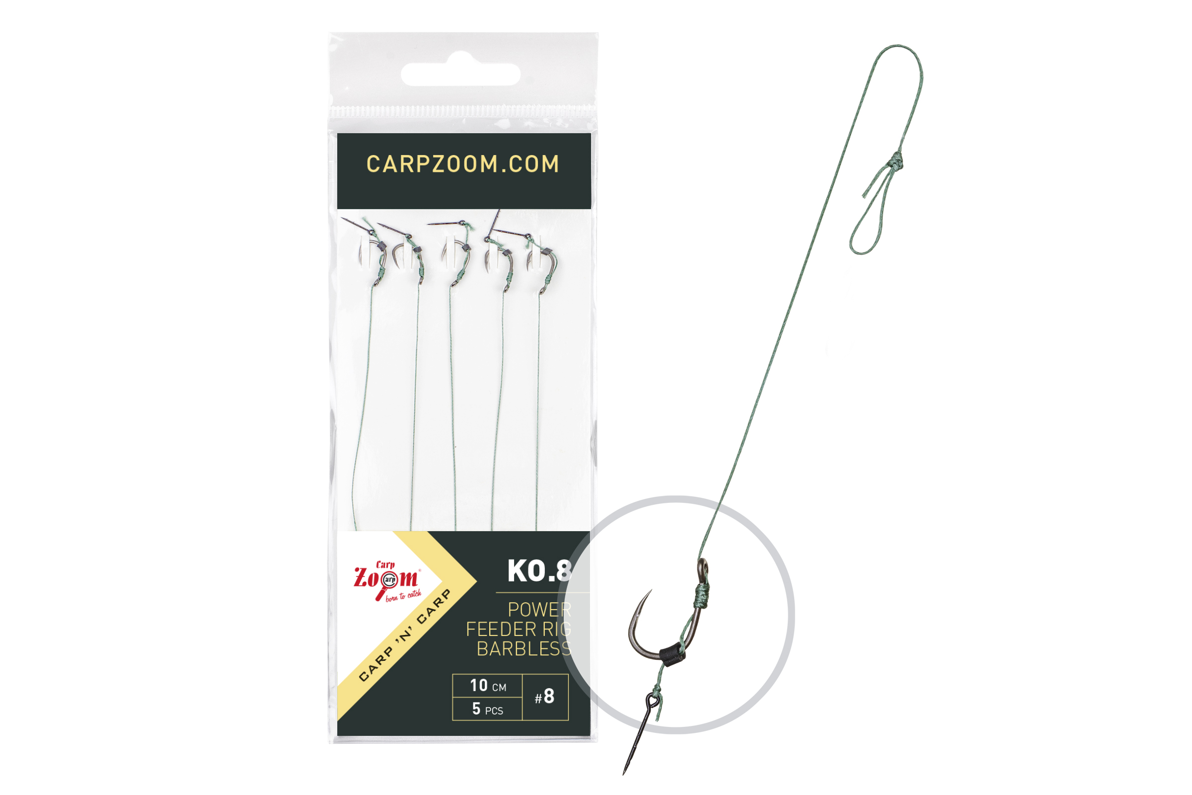 FC Power Feeder Rig KO.9 kötött method előke, 10 cm, #10; 10 mm; o0,18 mm, 5 db