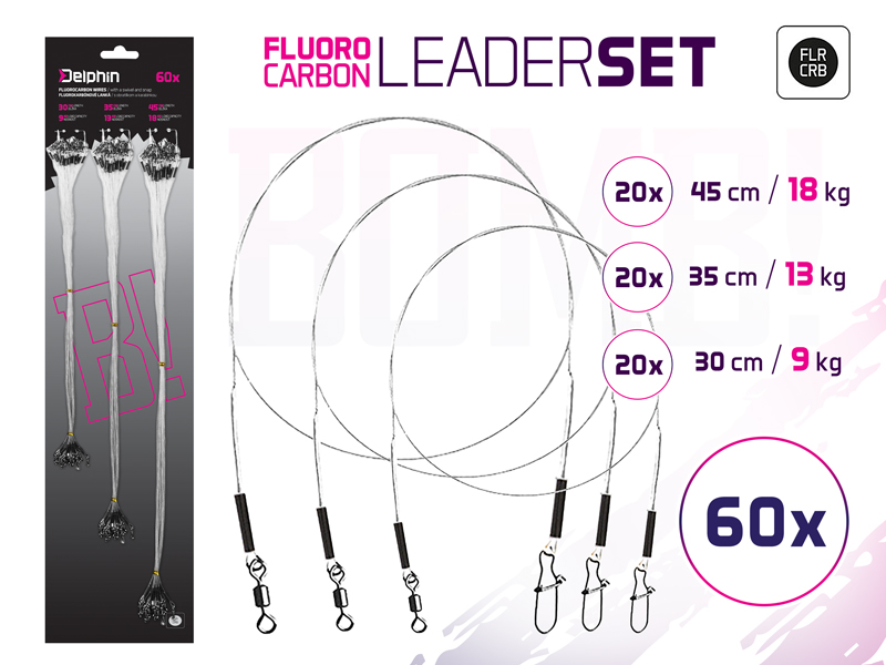 Delphin - Szett BOMB! fluorkarbon előke karabinerrel